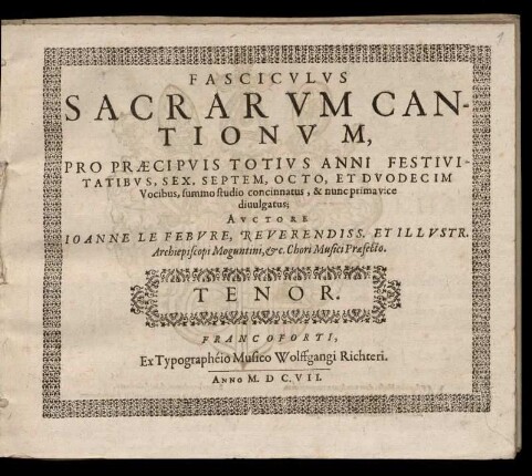 Fasciculus sacrarum cantionum... Tenor