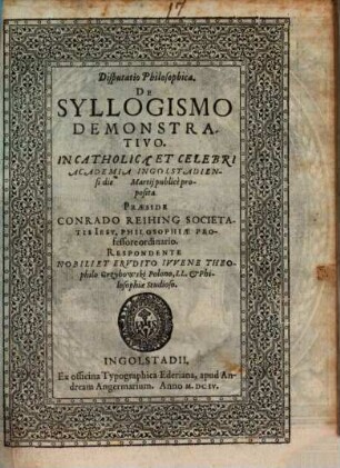 Disputatio Philosophica de syllogismo demonstrativo