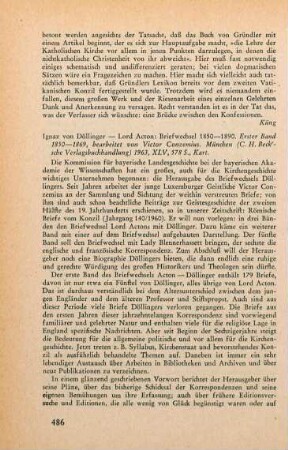 486-487 [Rezension] Döllinger, Ignaz von, Briefwechsel