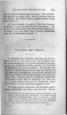 Noch Etwas über Columbus