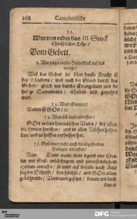 Worvon redet das III. Stuck Christlicher Lehr? Vom Gebett.