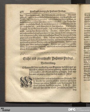 Sechs und zwantzigste Paßions-Predigt.