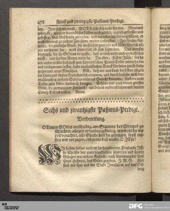 Sechs und zwantzigste Paßions-Predigt.
