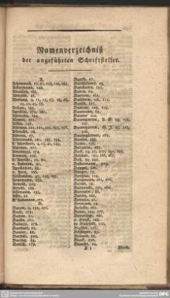 Namenverzeichniß der angeführten Schriftsteller