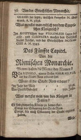 Das Fünffte Capitel. Von der Römischen Monarchie.