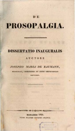 De prosopalgia : Diss. inaug.