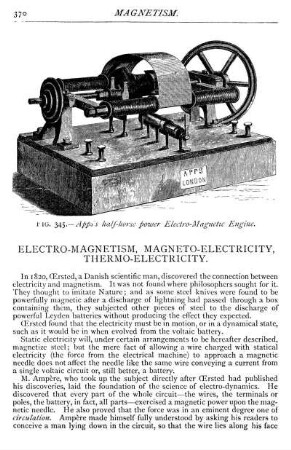 Electro-Magnetism, Magneto-Electricity, Thermo-Electricity.
