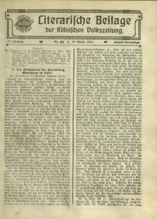Literarische Beilage der Kölnischen Volkszeitung. 1904-1925