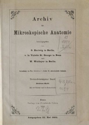 Archiv für mikroskopische Anatomie. 43. 1894, 2