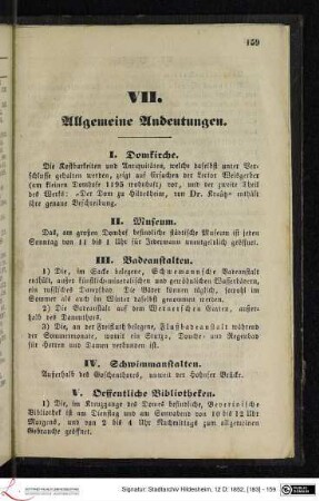 VII. Allgemeine Andeutungen.