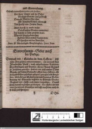Einweyhungs-Gebet nach der Predigt