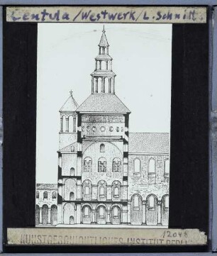 Saint-Riquier, Abtei Saint-Riquier (Centula) : Westwerk, Längsschnitt