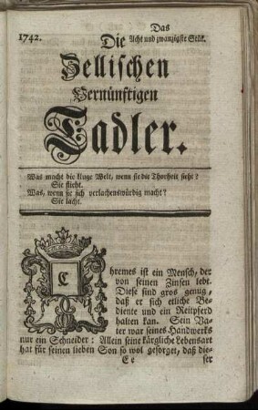 1742. Das Acht und zwanzigste Stük.