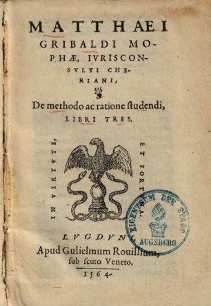 De methodo ac ratione studendi : libri tres
