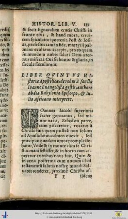 Liber V. De rebus à sancto Ioanne Evangelista gestis…