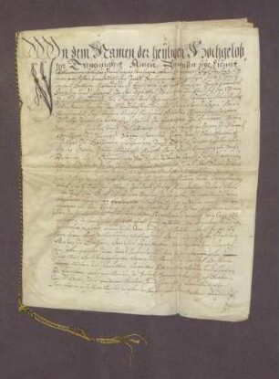 Testamentliche Dispositon der Gräfin Margarethe zu Eberstein, geborene Gräfin von Solms, Gemahlin des Grafen Johann Jakob von Eberstein