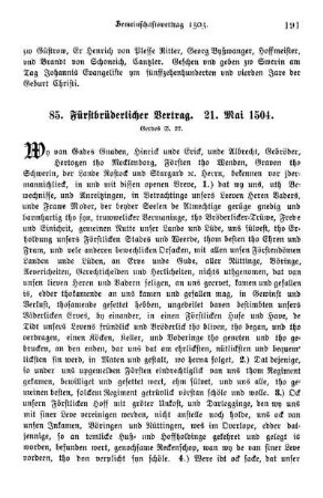 85. Fürstbrüderlicher Vertrag. 21. Mai 1504.