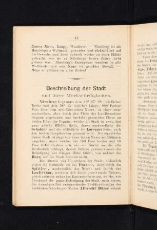 Beschreibung der Stadt und ihrer Merkwürdigkeiten.