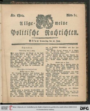 Nro. 51 - Nro. 53 (Donnerstag den 26. Juny - Donnerstag den 3. July)