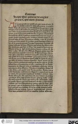 Incipit liber quintus de origine gratie.
