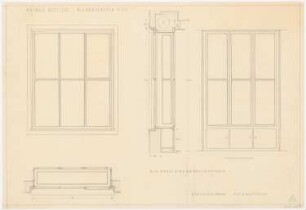 Wohnhaus Boelicke, Berlin-Nikolassee: Blumenfenster: Grundriss, Ansichten, Schnitt 1:10