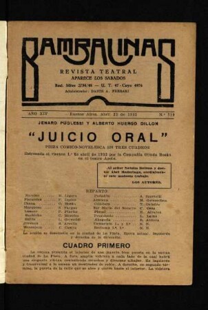 Juicio oral : pieza cómico-novelesca en tres cuadros