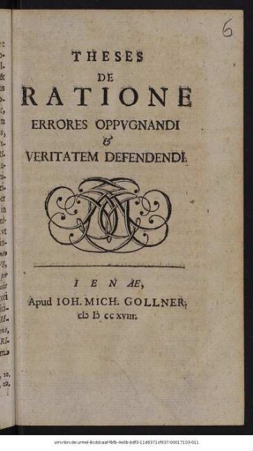 Theses De Ratione Errores Oppvgnandi et Veritatem Defendendi