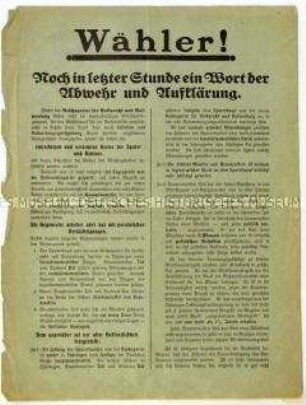 Aufruf der Volksrechtpartei zur thüringischen Landtagswahl 1927