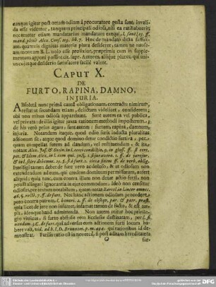 Caput X. De Furto, Rapina, Damno, Iniuria
