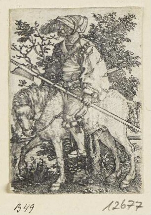 Hellebardenträger auf einem Pferd