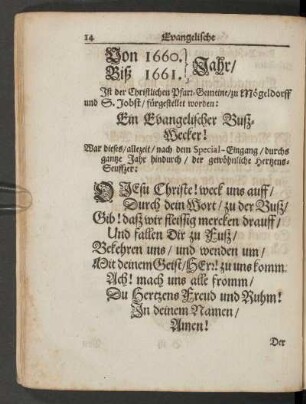 Von 1660. Biß 1661. Jahr