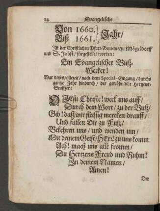 Von 1660. Biß 1661. Jahr