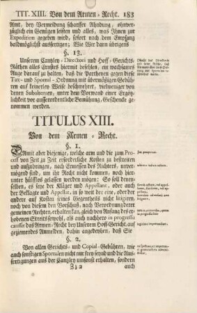 Titulus XIII. Von dem Armen-Recht.