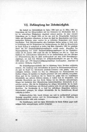VII. Bekämpfung der Arbeitslosigkeit