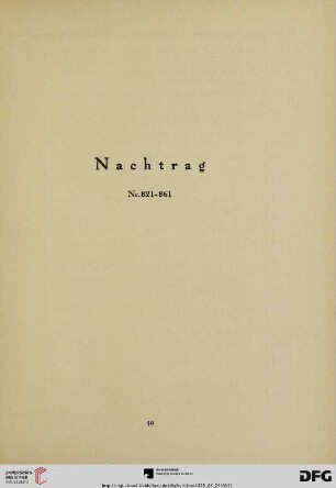 Nachtrag (Nr. 821-861)