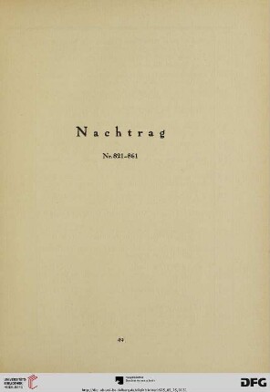 Nachtrag (Nr. 821-861)