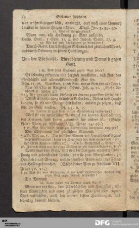 Von der Ehrfurcht, Ehrerbietung und Demuth gegen Gott.