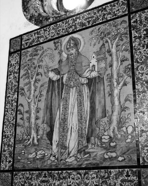 Altar des heiligen Augustinus — Der Heilige mit Bischofsstab und Kirchenmodell