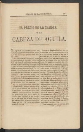 El precio de la sangre, o la cabeza de aguila.