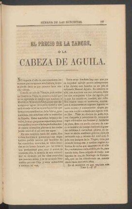 El precio de la sangre, o la cabeza de aguila.