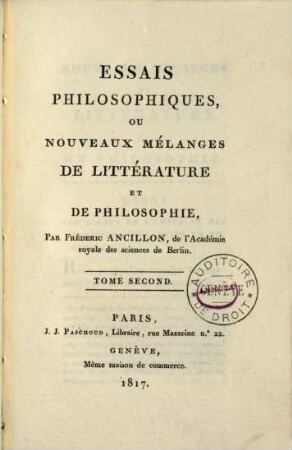 Essais philosophiques, ou nouveaux mélanges de littérature et de philosophie, 2