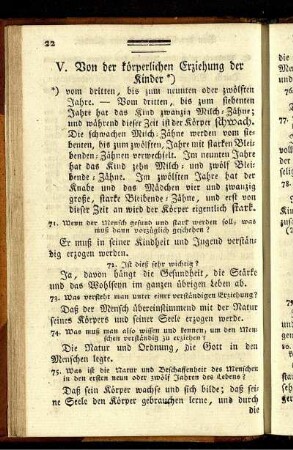 V. Von der körperlichen Erziehung der Kinder.