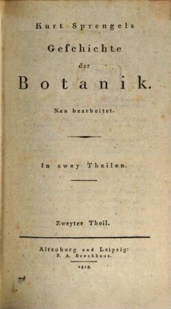 Kurt Sprengels Geschichte der Botanik, 2