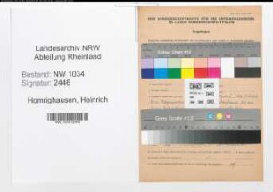 Entnazifizierung Heinrich Homrighausen , geb. 04.09.1908 (Oberfeldwebel)