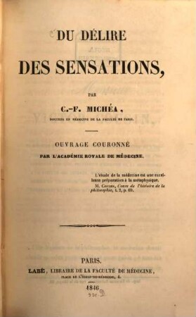 Du délire des sensations