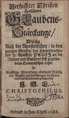 Versuchter Christen Heilsame Glaubens-Stärckunge
