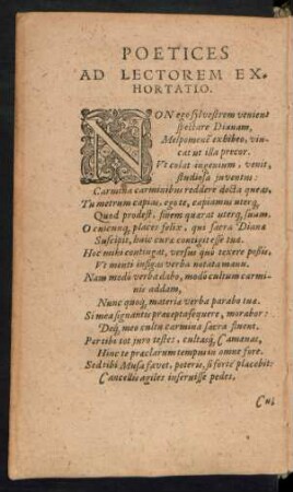 Poetices Ad Lectorem Exhortatio.