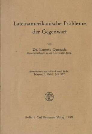 Lateinamerikanische Probleme der Gegenwart