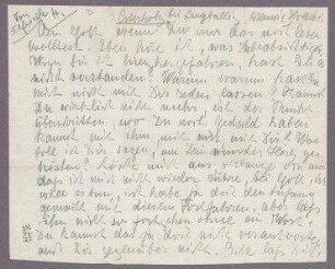 Brief von Elfriede Hausmann-Schaeffer an Hannah Höch. Osterholz bei Langballig