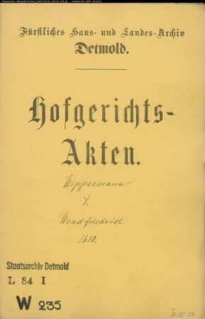 Wippermann, Jobst gegen Wend-Hermann zu Lütteken Marpe (Kleinenmarpe) - Schuldforderung